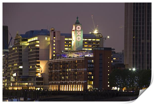 Oxo tower at night Print by David French