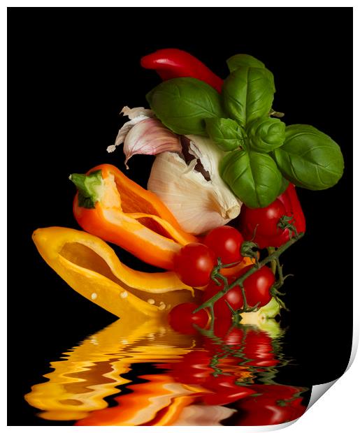 Peppers Basil Tomatoes Garlic Print by David French