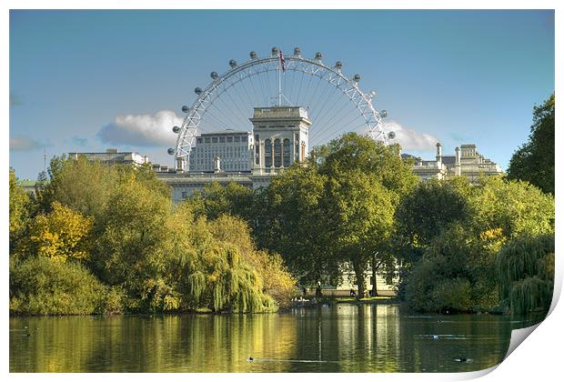 London Eye from St James Park Print by David French