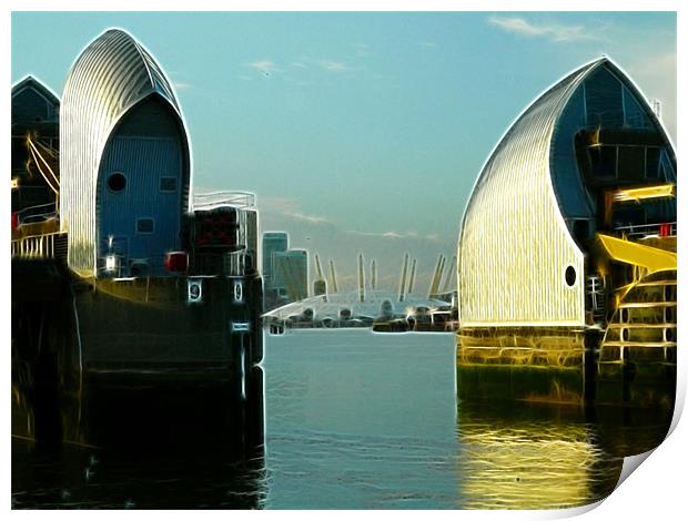 Thames Flood Barrier Fractals Print by David French
