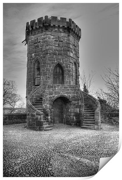 St Louis Tower Shrewsbury Regiment Castle BW Print by David French