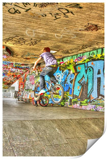 Southbank BMX graffiti Grunge Print by David French