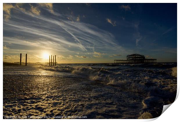 sunrise at Brighton Print by Julie Tattersfield