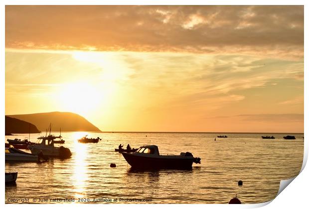 sunset at the Parrog, Newport, Pembrokeshire Print by Julie Tattersfield