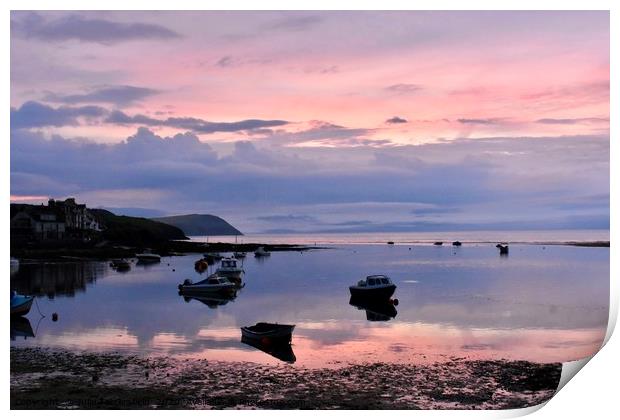 Evening sunset at The Parrog Newport Pembrokeshire Print by Julie Tattersfield