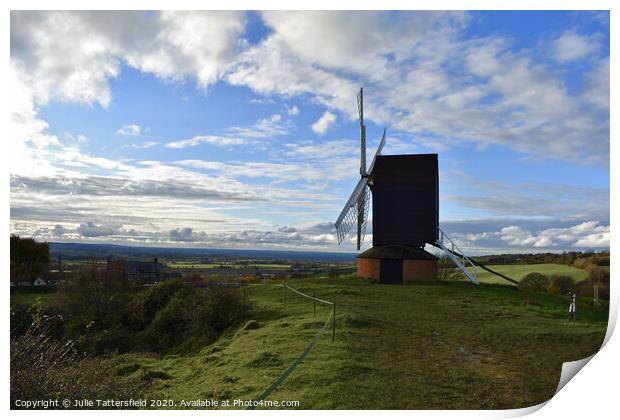 Oxfordshire Brill Windmill standing proud above th Print by Julie Tattersfield