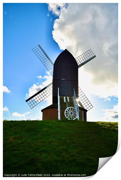 Landscape of Brill windmill Oxfordshire dividing t Print by Julie Tattersfield