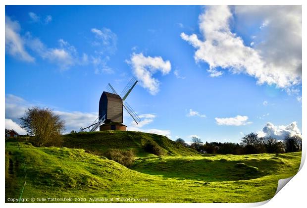 Brill windmill landscape, Oxfordshire in the Autum Print by Julie Tattersfield