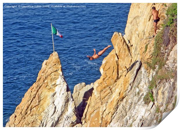 Cliff Divers at Acapulco Mexico Print by Laurence Tobin