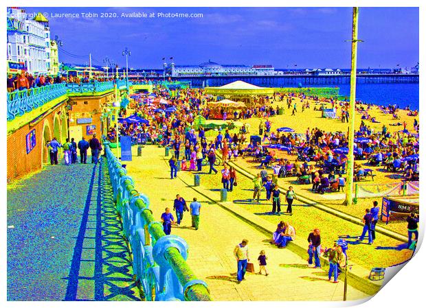 Brighton Beach Imagined in Oils Print by Laurence Tobin