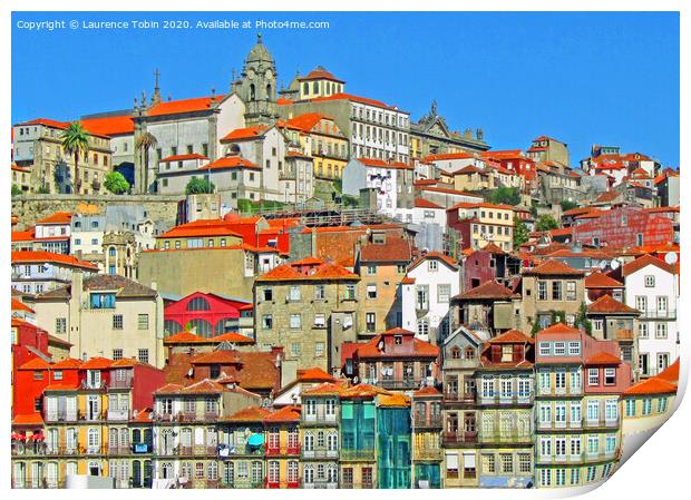 Oporto Houses and Cathedral Print by Laurence Tobin