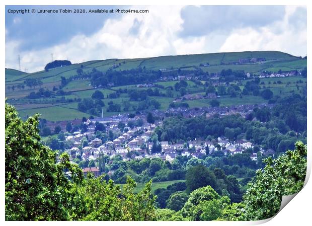 Bingley from Baildon Moor, West Yorkshire Print by Laurence Tobin