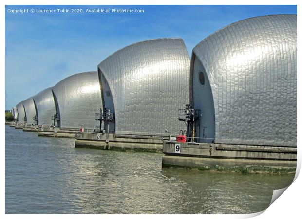 Thames Barrier From North bank Print by Laurence Tobin