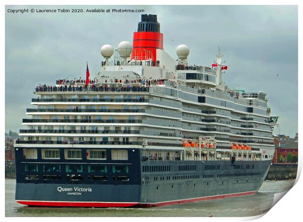 Cruise Liner Queen Victoria at Liverpool Print by Laurence Tobin