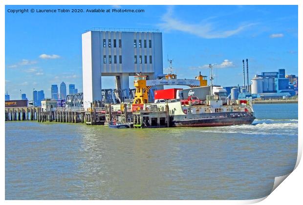 Woolwich Ferry on the Thames, London Print by Laurence Tobin