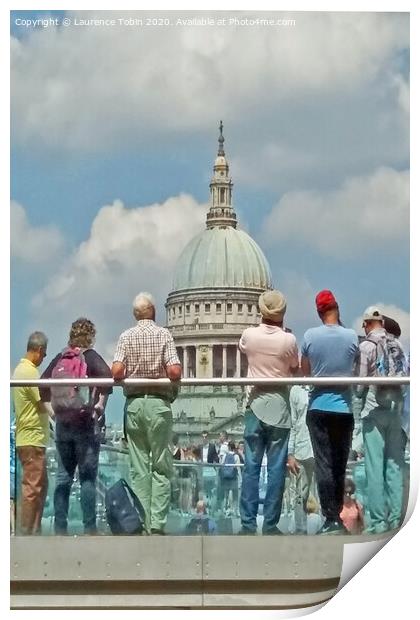 St Pauls Cathedral from The Millennium Bridge Print by Laurence Tobin