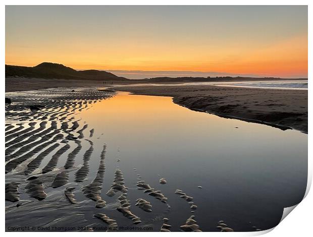 Embleton Beach Sunset Print by David Thompson
