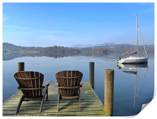 Seat with a view Lake Windemere  Print by David Thompson