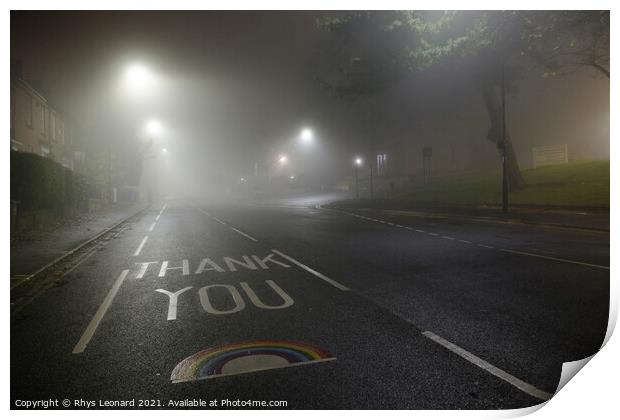 Thank you NHS rainbow painted on glossop road, Hallamshire hospital Print by Rhys Leonard