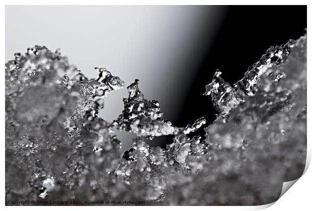Thawing snow or frost, super macro close up image, Icy winter theme Print by Rhys Leonard