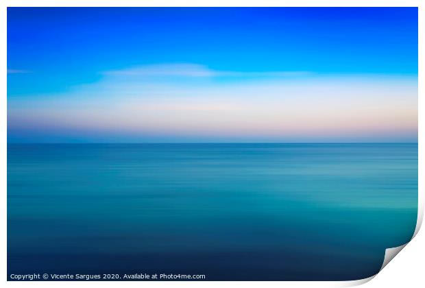 Blue sea at sundown Print by Vicente Sargues