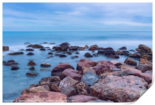 Rocks and sea Print by Vicente Sargues