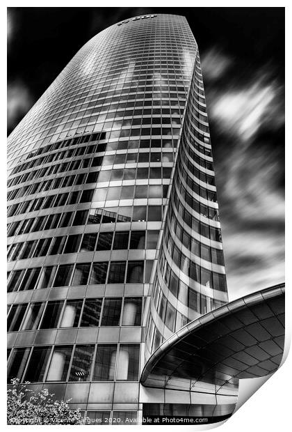 Blue sky and building BN Print by Vicente Sargues