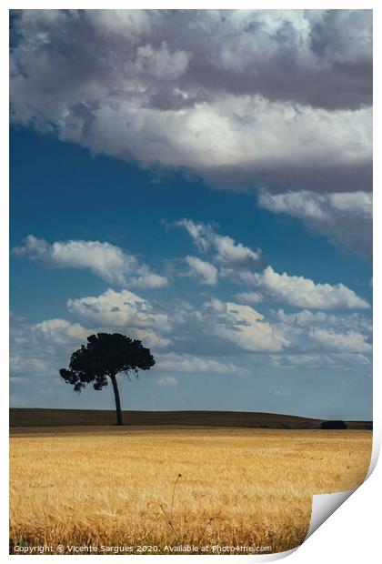 The lonely tree in the field Print by Vicente Sargues