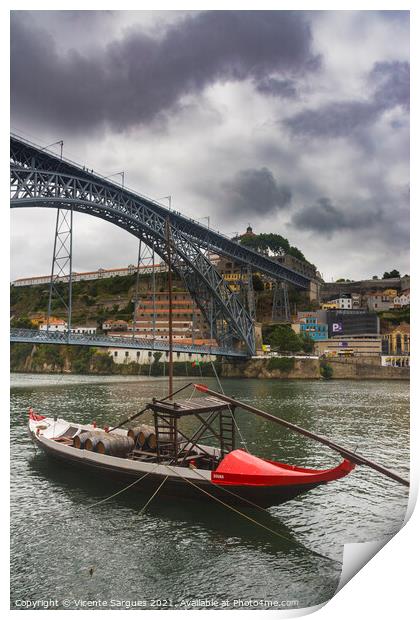 Boat and bridge Print by Vicente Sargues
