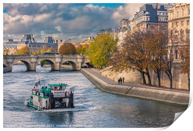 Tour by the Seine river Print by Vicente Sargues