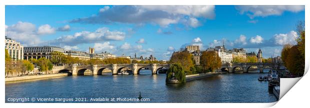 Island in the Seine river Print by Vicente Sargues