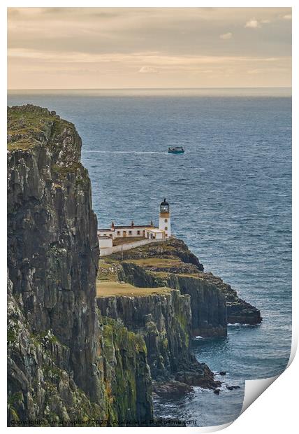 Neist Point Lighthouse Scotland Print by mary spiteri