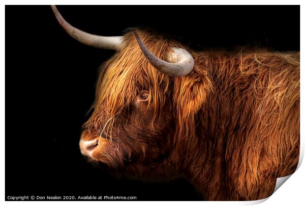 Majestic Rustic Highland Cattle Print by Don Nealon