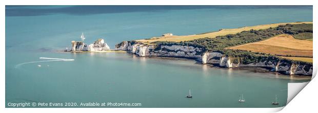 Old Harry Rocks Panorama Print by Pete Evans