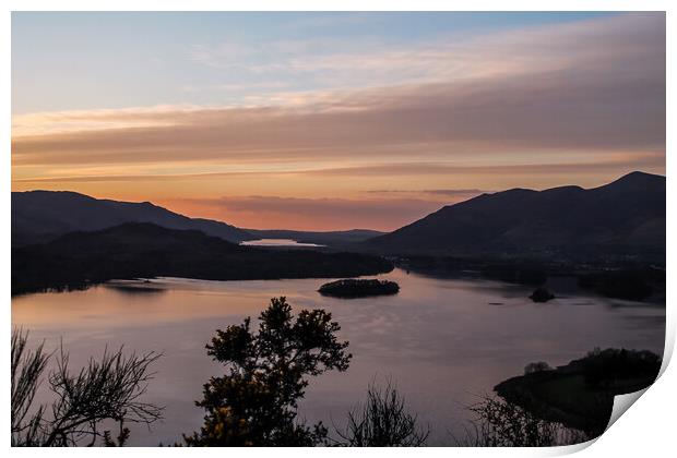 Sunset over Coniston  Print by Judith Oatley