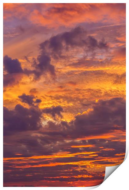 Sunset clouds at summer Print by Arpad Radoczy