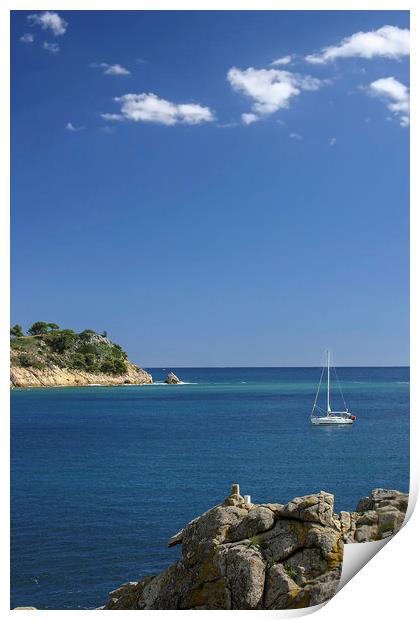 Sailing ship on the Spanish coast Print by Arpad Radoczy