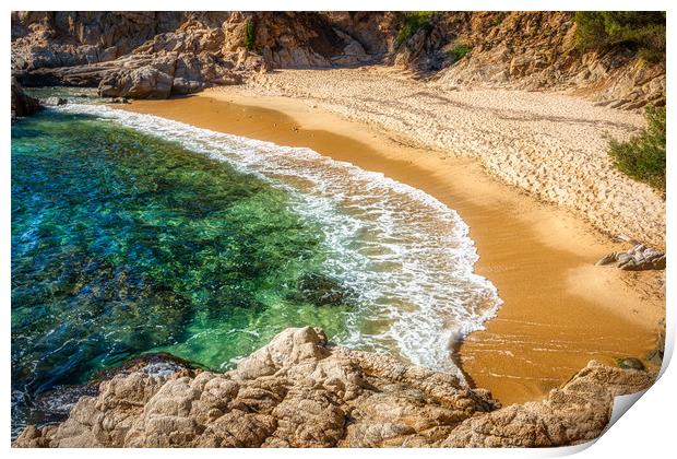 Nice bay in Spanish Costa Brava, turquoise water b Print by Arpad Radoczy