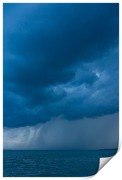 Big powerful storm clouds over the Lake Balaton of Hungary, typical summer shower Print by Arpad Radoczy