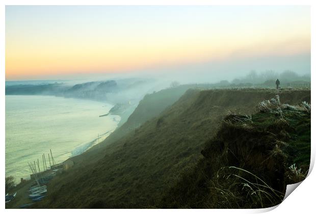 Filey in the Mist  Print by Roger Driscoll