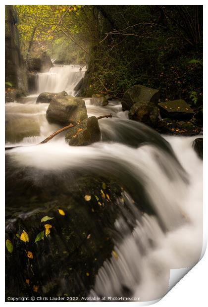 Autumnal waterfall Print by Chris Lauder