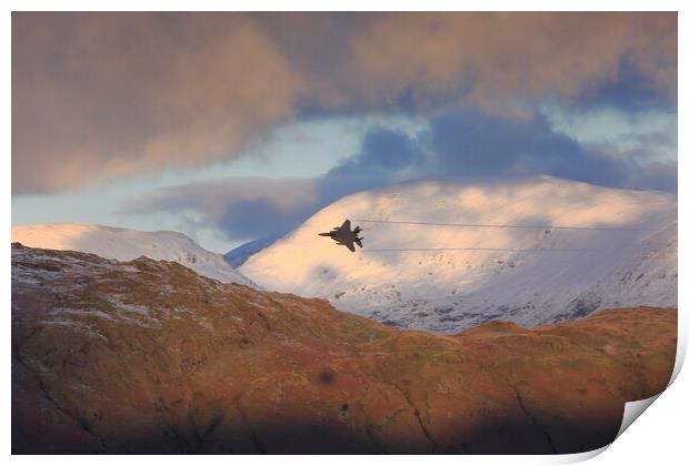 RAF Fighter Plane over the Langdale Pike in the La Print by MIKE HUTTON
