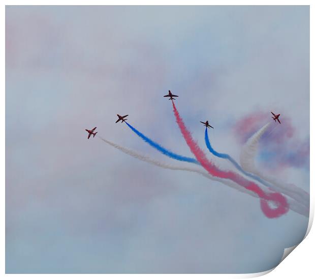 Red Arrows at Rhyl Airshow Print by MIKE HUTTON