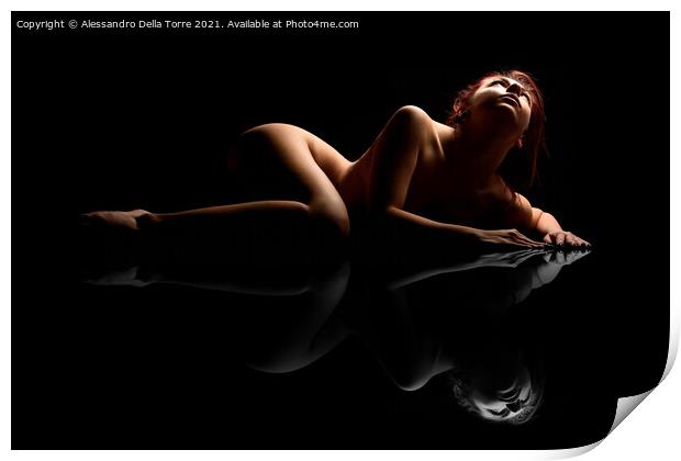 nude woman laying down Print by Alessandro Della Torre