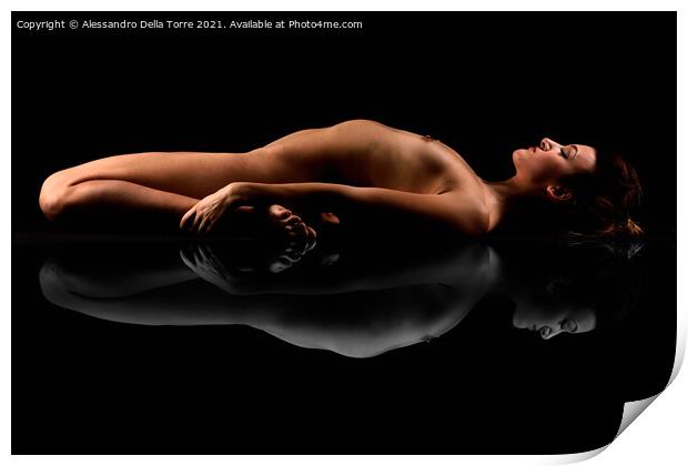 Nude woman sensual naked Print by Alessandro Della Torre