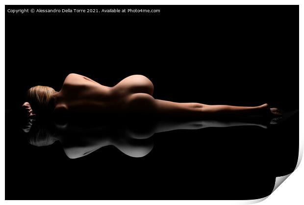 Nude perfect woman's body spleeping Print by Alessandro Della Torre