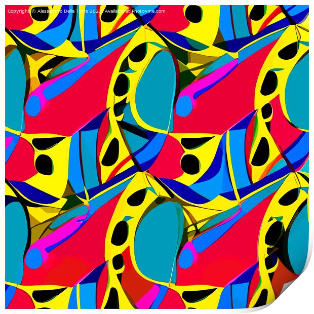 ai generative pop-art colorful abstract illustration Print by Alessandro Della Torre