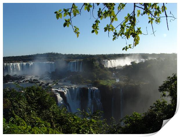 A large waterfall in the rainforest of Brazil Print by Alessandro Della Torre