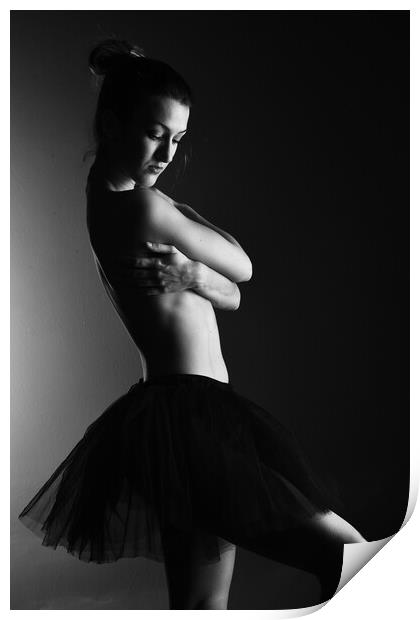 ballerina woman dancer with tutu dress black nude Print by Alessandro Della Torre