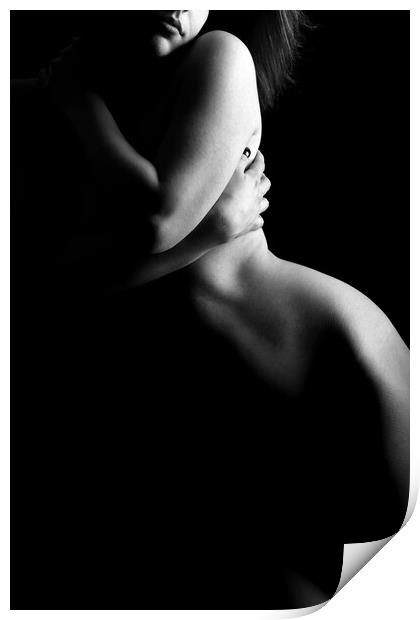 nude bodyscape of a naked woman standing Print by Alessandro Della Torre